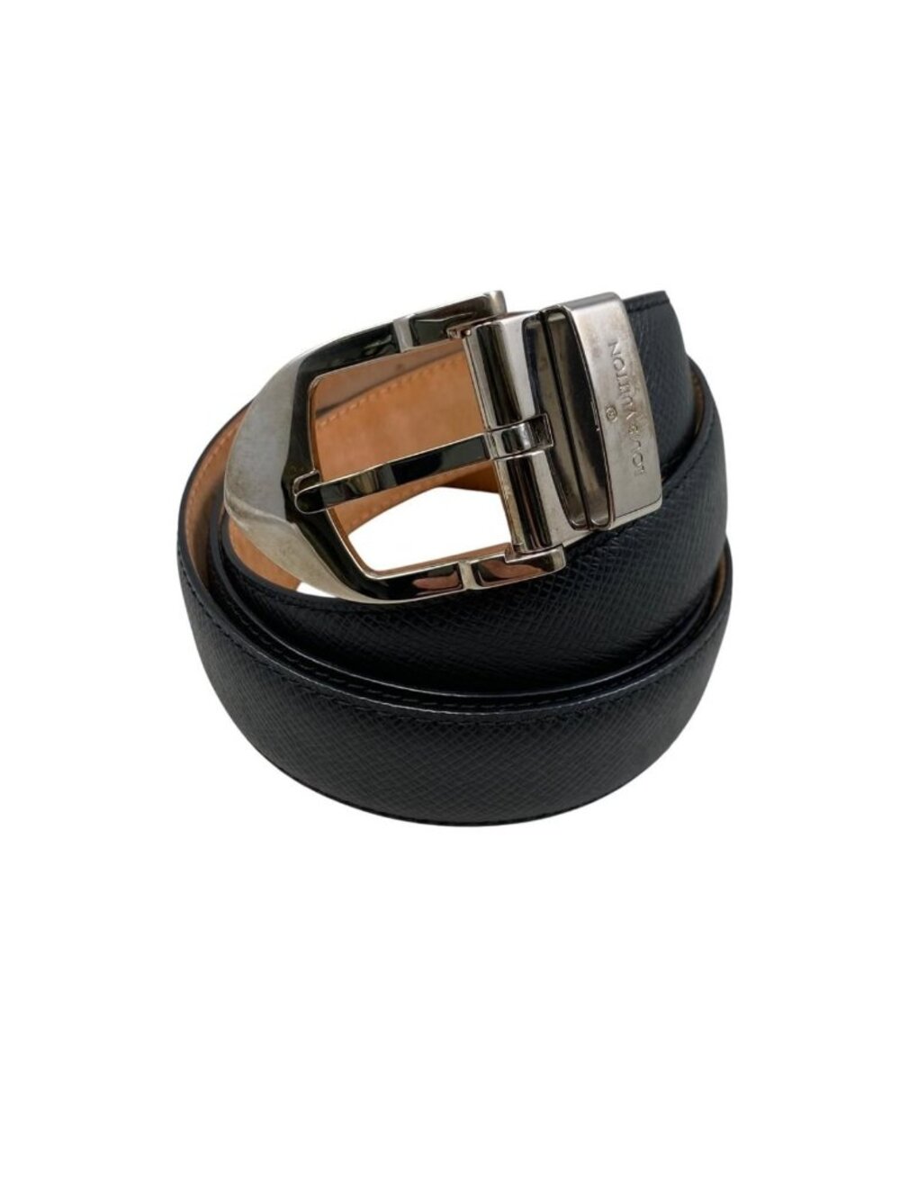 Louis Vuitton Belt Ceinture Classic 100 40 Taiga Leather Noir Black